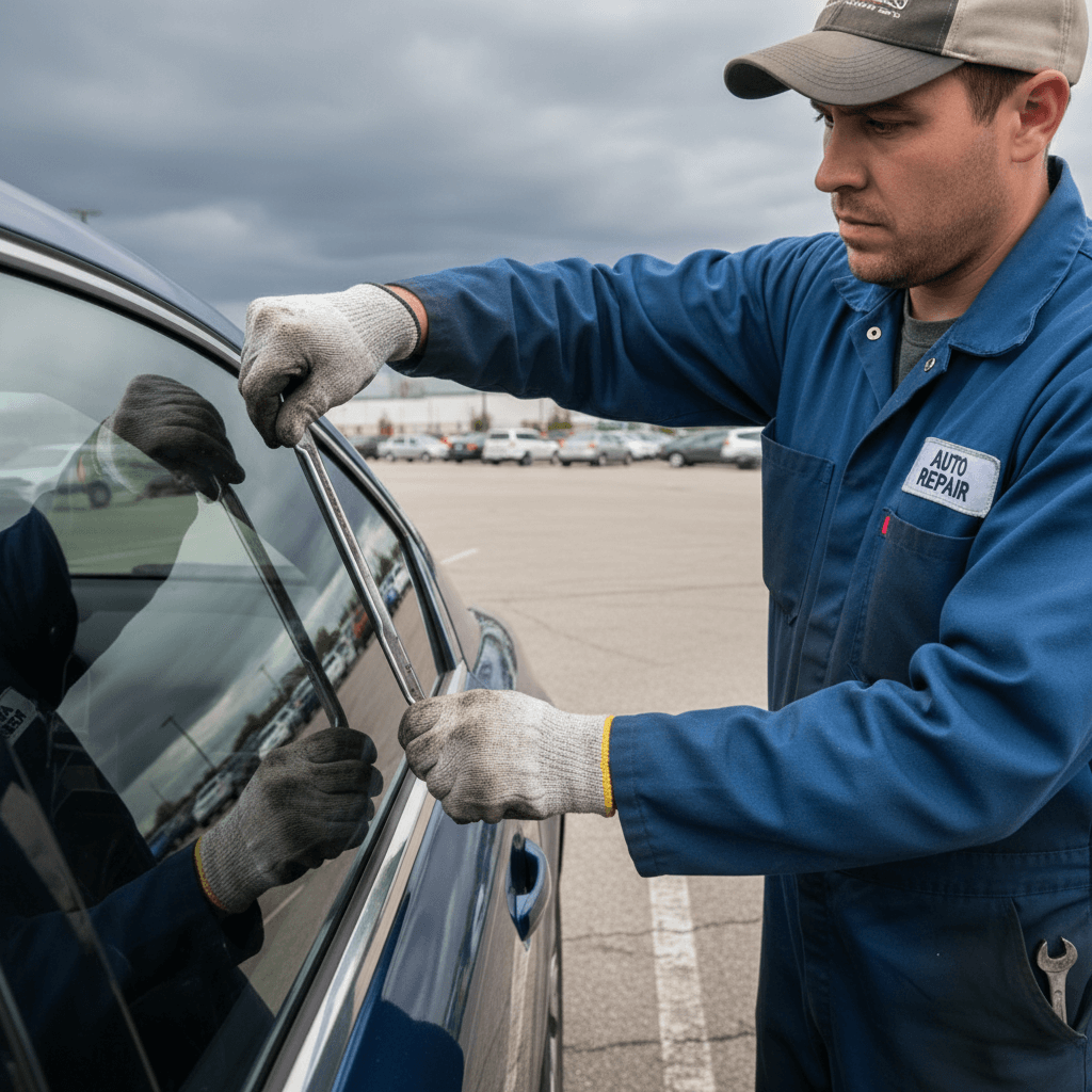 Fahrzeugöffnung auf einem Parkplatz