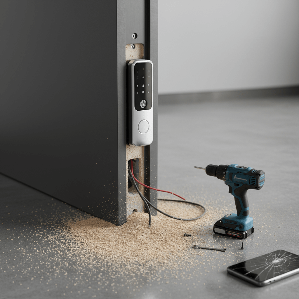 Smart Lock Montage an einer modernen Tür